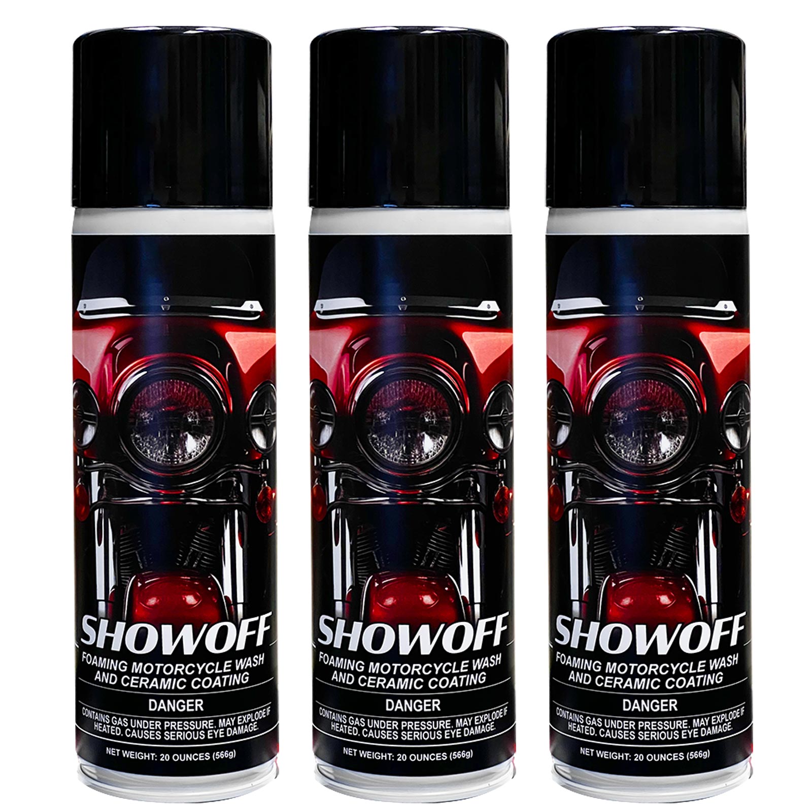 Three Cans of Foaming Motorcycle Wash and Ceramic Coating
